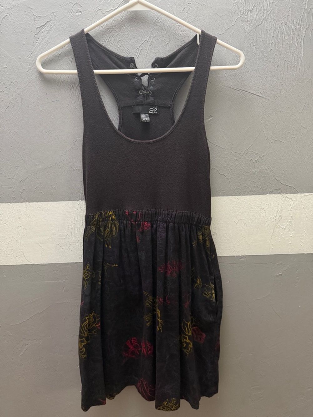 Fox Racing Black Tank Dress with Graffiti Style Print